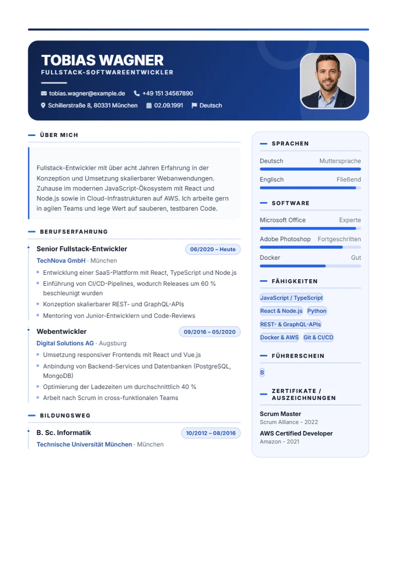 Creative Designer Schweizer Lebenslauf Vorlage