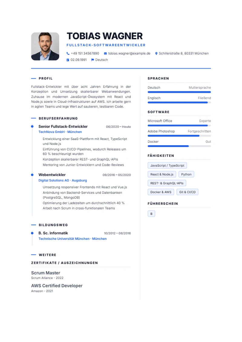 Career Journey Schweizer Lebenslauf Vorlage