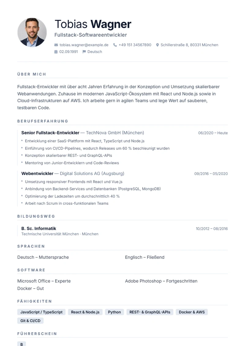 Minimalist Clean Schweizer Lebenslauf Vorlage