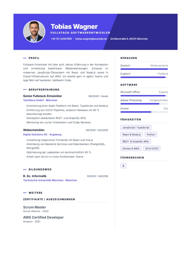 Slanted Accent Schweizer Lebenslauf Vorlage