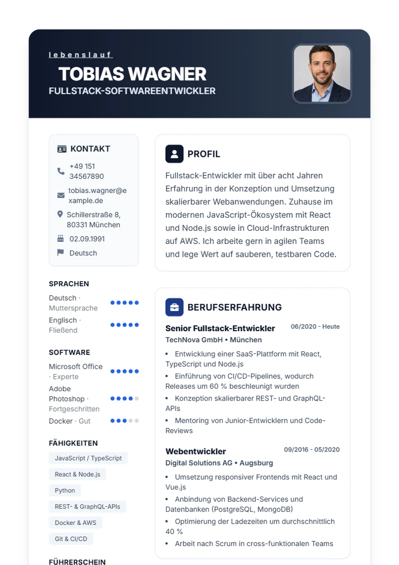 Trust Corporate Schweizer Lebenslauf Vorlage