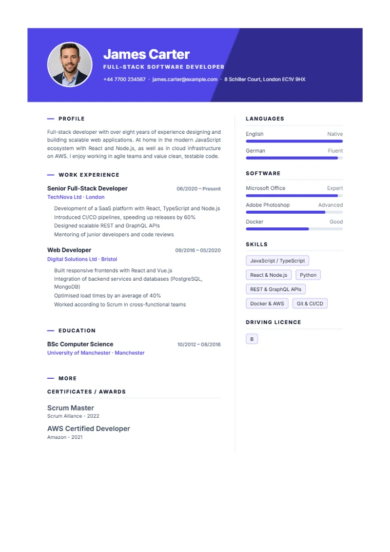 Slanted Accent Schweizer Lebenslauf Vorlage