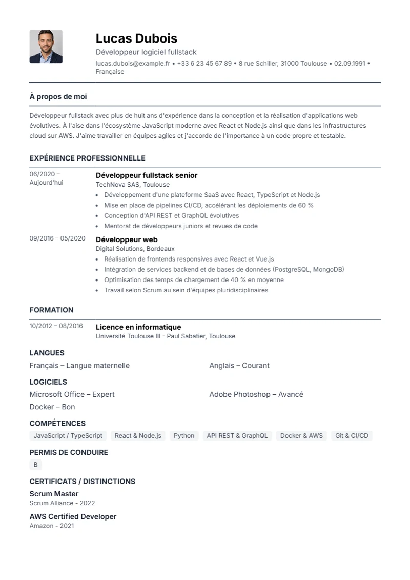 Compact One Page Schweizer Lebenslauf Vorlage