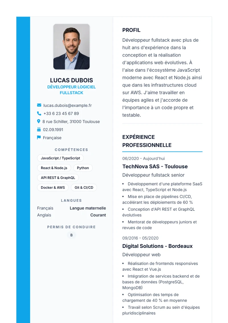 Sidebar Pro Schweizer Lebenslauf Vorlage
