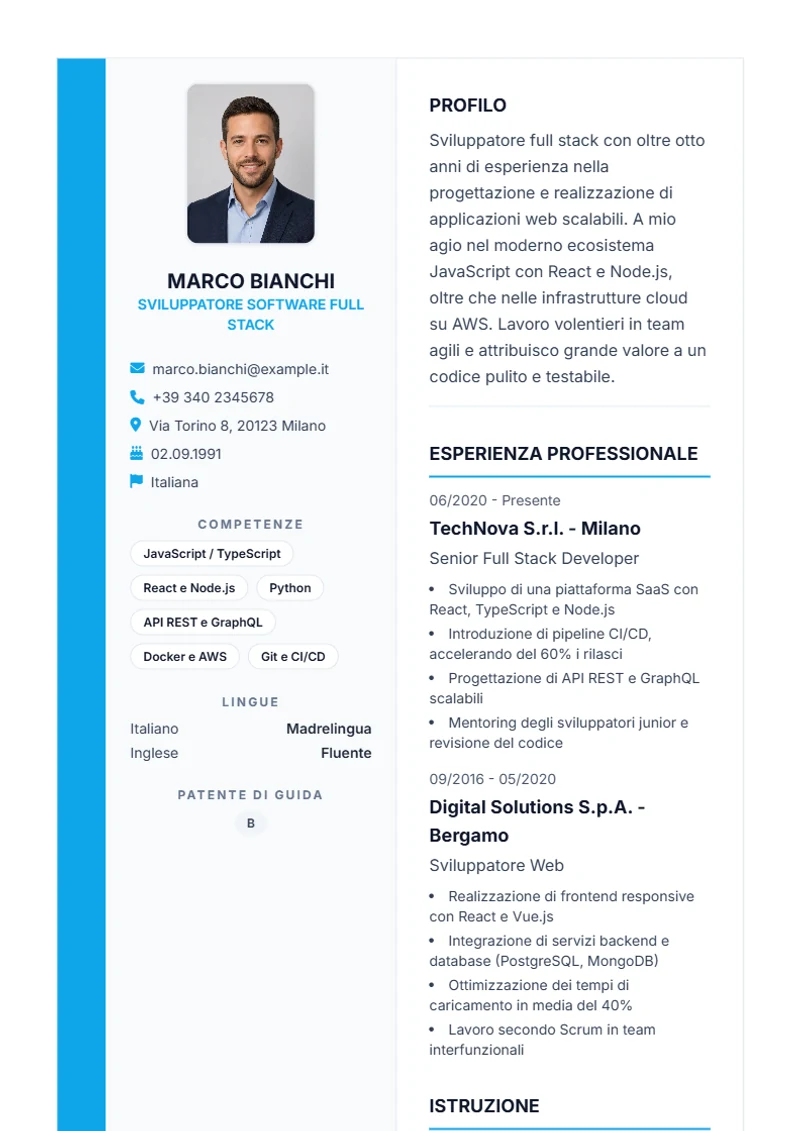 Sidebar Pro Schweizer Lebenslauf Vorlage